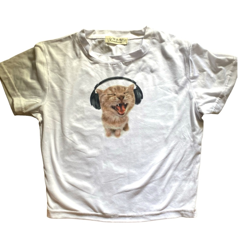 Headphone Cat Crop Top